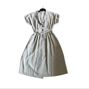 khaki colored button down dress